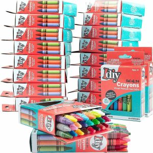 Adult Coloring |  IDIY Individually Packaged Wrapped Boxes Wax Crayons (20 Packs, 24 colors, 480 pc total) -ASTM Safety Tested, For Kids, Teachers, Bulk Art Classrooms Classpack, Adult Coloring Adult Coloring