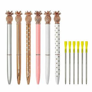 Art Markers & Pens |  Wrapables Novelty Pineapple Ballpoint Pens with Refills, 1.0mm Medium Point (Set of 6 Pens + 6 Refills) Art Markers & Pens Art Markers & Pens