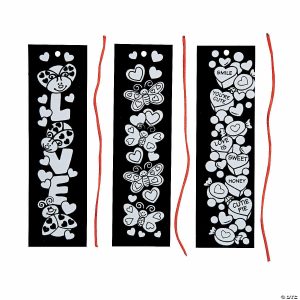 Bookmark Crafts |  Color Your Own Fuzzy Valentine Bookmarks – 12 Pc. Bookmark Crafts Bookmark Crafts