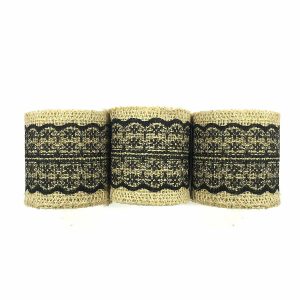 Burlap |  2 1/2″ – Wrapables Black 6 Yards Total Vintage Natural Burlap Lace Ribbon (3 Rolls) Adult Crafts Burlap