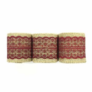 Burlap |  Wrapables Maroon 6 Yards Total Vintage Natural Burlap Lace Ribbon (3 Rolls) Adult Crafts Burlap