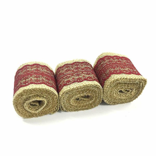 Burlap |  Wrapables Maroon 6 Yards Total Vintage Natural Burlap Lace Ribbon (3 Rolls) Adult Crafts Burlap