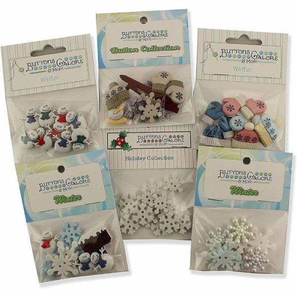 Buttons |  Buttons Galore 60+ Assorted Snowflake Theme Button Bundle for Sewing & Crafts – Set of 6 Button Packs Buttons Buttons