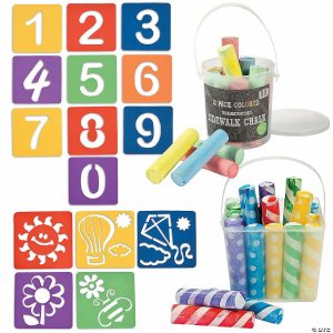 Chalk |  Sidewalk Chalk & Stencils Kit – 48 Pc. Chalk Chalk