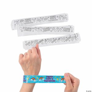 Coloring Crafts |  9″ Bulk 48 Pc. Color Your Own Faith I Love Jesus Slap Bracelets Coloring Crafts Coloring Crafts