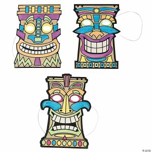 Coloring Crafts |  Color Your Own Tiki Masks – 12 Pc. Coloring Crafts Coloring Crafts