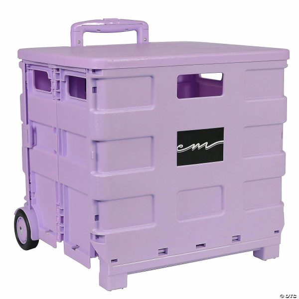 Craft Storage |  Everything Mary Storage Collapsible Rolling Cart Small With Lid Purple Craft Supplies Craft Storage