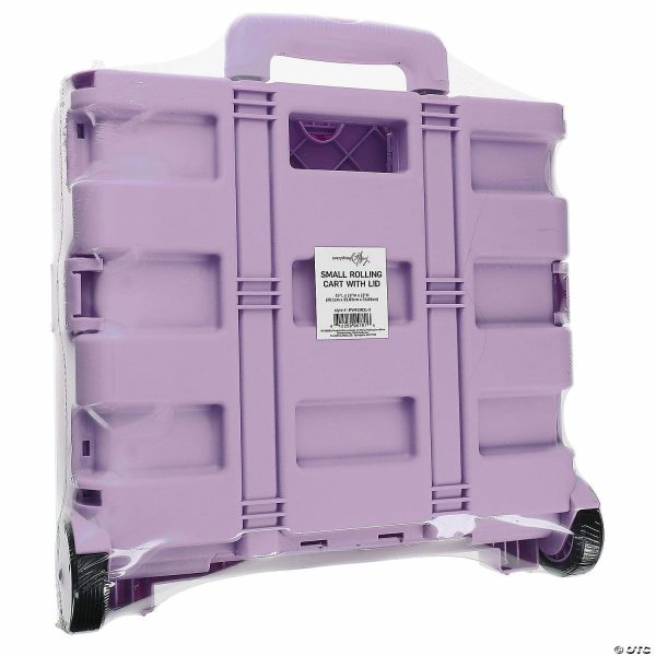 Craft Storage |  Everything Mary Storage Collapsible Rolling Cart Small With Lid Purple Craft Supplies Craft Storage