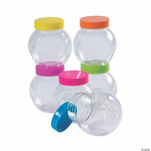 Craft Storage |  Small Round Storage Jars with Bright Lids – 12 Pc. Craft Storage Craft Storage