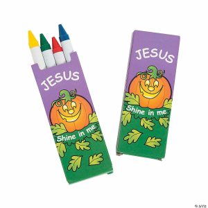 Crayons |  4-Color Christian Pumpkin Crayons – 24 Boxes Craft Supplies Crayons