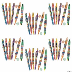 Crayons |  5 1/2″ Bulk 48 Pc. 20-Color Transparent Glitter Platsic Stacking Point Crayons Craft Supplies Crayons