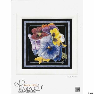 Cross Stitch |  Thea Gouverneur Cross Stitch Kit 18ct Pansies Cross Stitch Cross Stitch