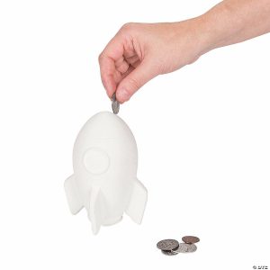 DIY Decoration Crafts |  3 1/2″ x 5″ DIY Ceramic Rocket Ship Banks with Rubber Stopper – 12 Pc. Adult Crafts DIY Decoration Crafts