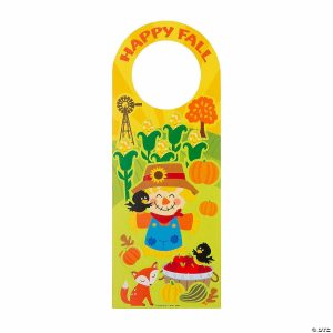 Doorknob Hanger Crafts |  Pumpkin Door Hanger Sticker Scenes – 12 Pc. Crafts for Kids Doorknob Hanger Crafts