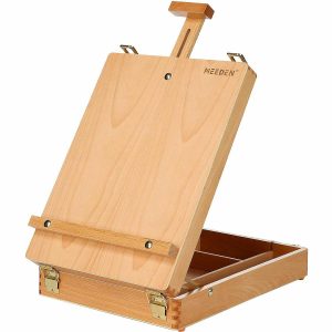 Easels |  MEEDEN Tabletop Easel, Solid Beech Wood Table Top Art Easels for Painting Canvas, Sketchbox Easel, Adjustable Desktop Easel Art Supplies Easels