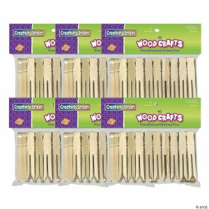 Embellishments |  Creativity Street Flat Slotted Clothespins, Natural, 3.75″ , 40 Per Pack, 6 Packs Craft Supplies Embellishments