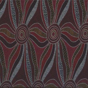 Fabric |  Ladies Dancing with Water Paints Red Australian Aboriginal MS Textiles CottonBTY Fabric Fabric