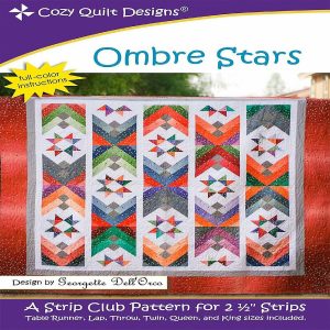 Fabric |  Ombre Stars Pattern 6 sizes by Georgette DellOrco for Cozy Quilt Designs Fabric Fabric