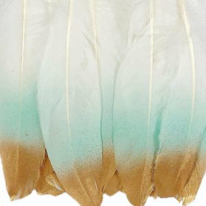 Feathers |  Wrapables Gold Dipped Feathers, Bohemian Decorations, Teal Craft Supplies Feathers