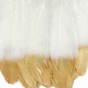 Feathers |  Wrapables Gold Dipped Feathers, Bohemian Decorations, White Craft Supplies Feathers