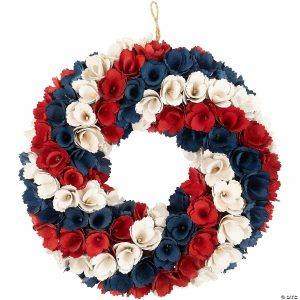 Floral Supplies |  Americana Artificial Floral Wooden Wreath – 14.5″ Craft Supplies Floral Supplies