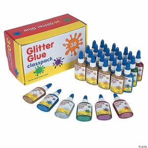 Glue, Tape & Adhesives |  1.4 oz. Bulk 30 Pc. 6-Color Glitter Glue Bottle Classpack Craft Supplies Glue, Tape & Adhesives