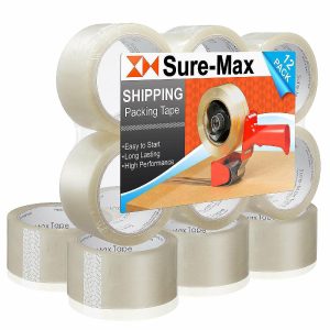 Glue, Tape & Adhesives |  Sure-Max 12 Rolls Clear Box Sealing Packing Tape Shipping – 2 mil 2″ x 55 Yards (165′) Craft Supplies Glue, Tape & Adhesives