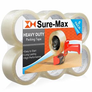 Glue, Tape & Adhesives |  Sure-Max 6 Rolls 2″ Heavy-Duty 2.7mil Clear Shipping Packing Moving Tape 60 yards 180′ Craft Supplies Glue, Tape & Adhesives