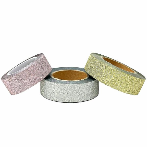 Glue, Tape & Adhesives |  Wrapables Glitter and Shine Washi Tapes Decorative Masking Tapes (Set of 3), Solid Glitter Pastel Craft Supplies Glue, Tape & Adhesives