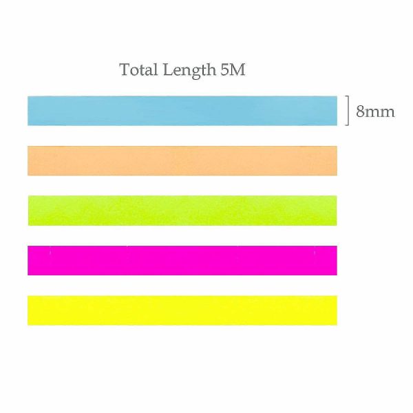 Glue, Tape & Adhesives |  Wrapables Transparent Fluorescent Neon Removable Highlighter Tape 8Mm X 5M (Set Of 5) Craft Supplies Glue, Tape & Adhesives