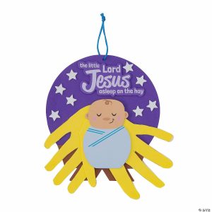 Handprint Crafts |  Baby Jesus Handprint Sign Craft Kit – Makes 12 Crafts for Kids Handprint Crafts