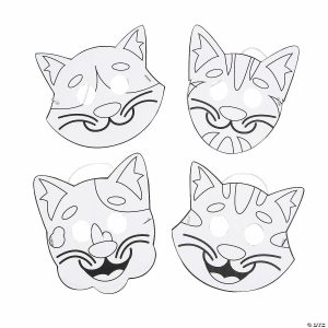 Hat & Mask Crafts |  Color Your Own Cat Masks – 12 Pc. Crafts for Kids Hat & Mask Crafts