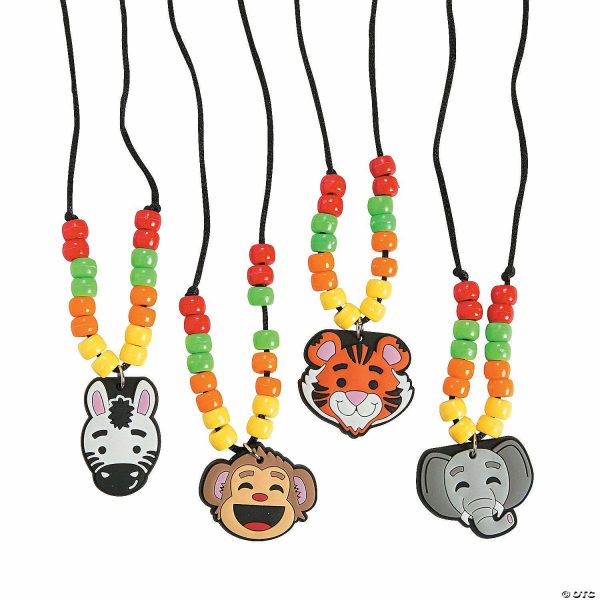 Jewelry Crafts |  28″ x 1 1 2″ Zoo Animal Plastic Bead Necklace Craft Kit – Makes 12 Crafts for Kids Jewelry Crafts