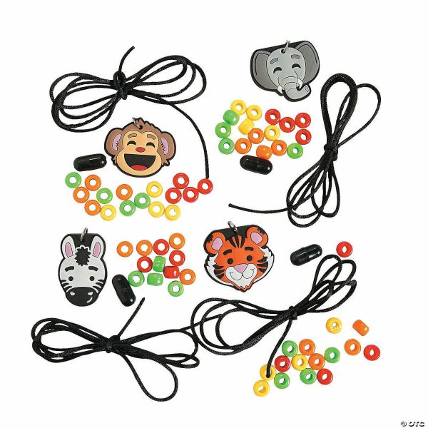 Jewelry Crafts |  28″ x 1 1 2″ Zoo Animal Plastic Bead Necklace Craft Kit – Makes 12 Crafts for Kids Jewelry Crafts