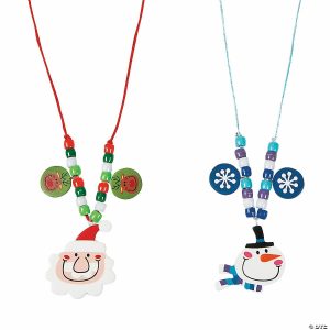 Jewelry Crafts |  Big Head Santa & Snowman Necklace Craft Kit – Makes 12 Crafts for Kids Jewelry Crafts