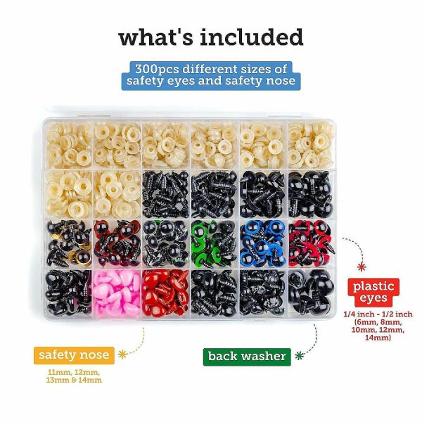 Jewelry Crafts |  Incraftables Safety Eyes for Amigurumi (300pcs Set). Plastic Safety Eyes and Noses for Crochet (10 Colors) Crafts for Kids Jewelry Crafts