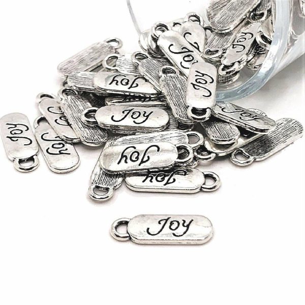 Jewelry Making |  20 Small Silver Joy Tag Charms Craft & Hobby Supplies Jewelry Making