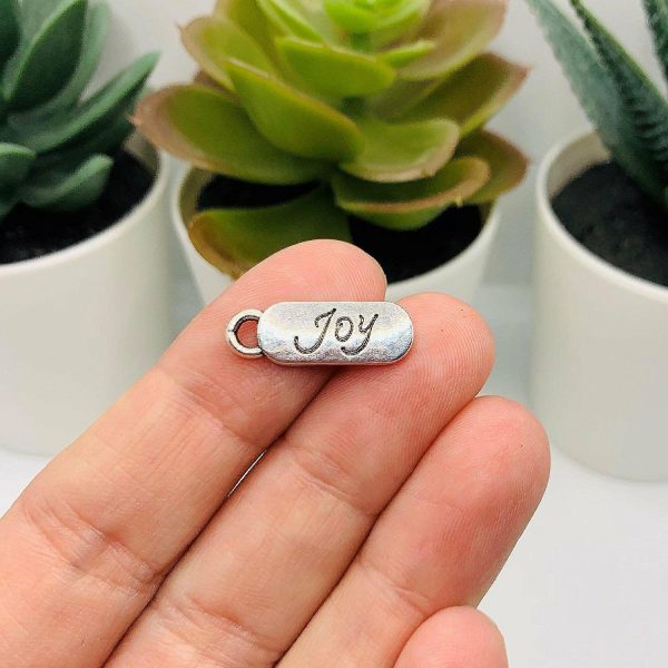 Jewelry Making |  20 Small Silver Joy Tag Charms Craft & Hobby Supplies Jewelry Making