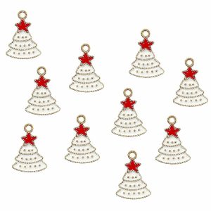 Jewelry Making |  Wrapables Holiday Jewelry Making Pendant Charms (Set of 10), Frosted Christmas Tree Craft & Hobby Supplies Jewelry Making