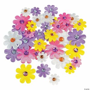 Jewels & Googly Eyes |  Self-Adhesive Daisies with Jewel Center – 36 Pc. Craft Supplies Jewels & Googly Eyes