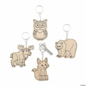 Key Chain Crafts |  Color Your Own Forest Animal Keychains – 12 Pc. Crafts for Kids Key Chain Crafts