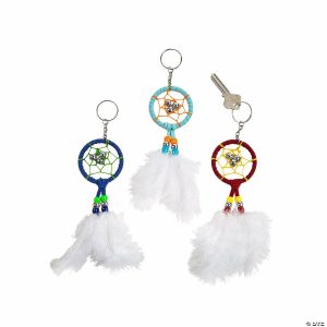 Key Chain Crafts |  Dream Catcher Keychain Craft Kit – Makes 12 Crafts for Kids Key Chain Crafts