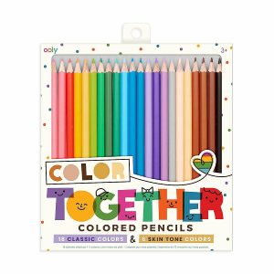 Kids Art Kits |  OOLY Color Together Colored Pencils – Set of 24 (18 Classic & 6 Skin Tone Colors) Crafts for Kids Kids Art Kits