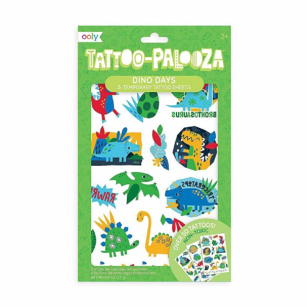 Kids Art Kits |  OOLY Tattoo Palooza Temporary Tattoo: Dino Days – 3 Sheets Crafts for Kids Kids Art Kits