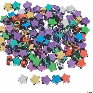 Kids’ Beading Supplies |  Bulk 1000 Pc. Metallic Star-Shaped Pony Beads – 1000 Pc. Craft Supplies Kids' Beading Supplies