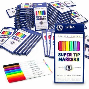 Markers |  Color Swell Super Tip Washable Markers Bulk Pack 36 Boxes of 8 Vibrant Colors Each Craft Supplies Markers