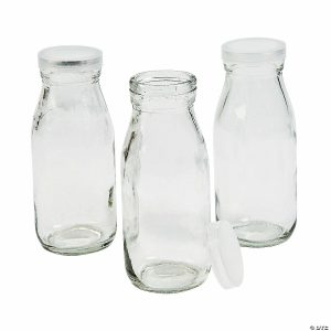 Mason Jars & Bottles |  Clear Glass Milk Bottles with Lids – 12 Pc. Craft Supplies Mason Jars & Bottles