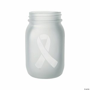 Mason Jars & Bottles |  Frosted Awareness Ribbon Mason Jar Craft Supplies Mason Jars & Bottles