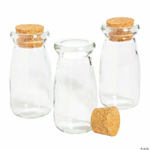 Mason Jars & Bottles |  Mini Corked Glass Milk Bottle Favor Containers – 6 Pc. Craft Supplies Mason Jars & Bottles