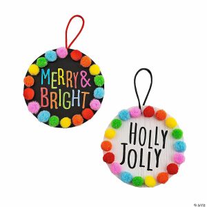 Ornament Crafts |  Colorful Pom-Pom Christmas Ornament Craft Kit – Makes 12 Crafts for Kids Ornament Crafts